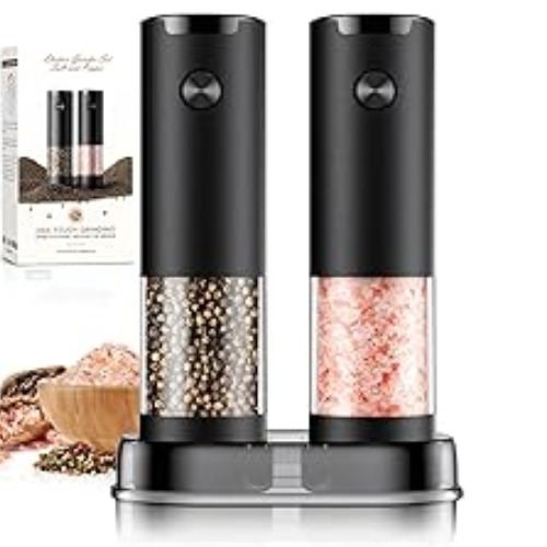 Automatic Electric Salt and Pepper Grinder Set with One-Touch Operation